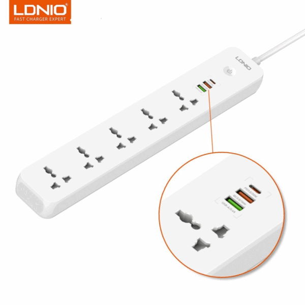 LDNIO SC5319 Multi Socket Extension Lead with 5 AC 3 USB Power Socket